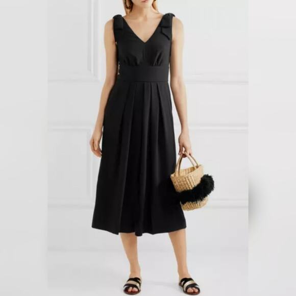 J.Crew Black Jalopy Bow-Embellished Crepe Jumpsuit SZ 2